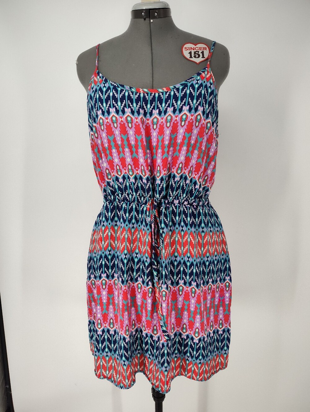 Pixley Women's Sleeveless Mini Dress in Pink, Navy & Red Size X Large